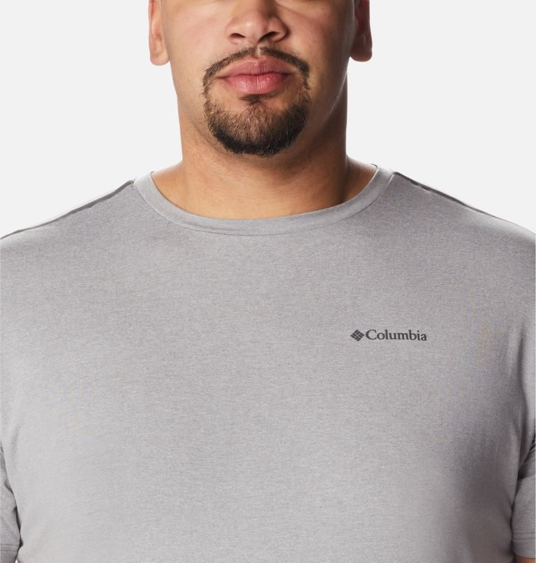 Men's Columbia Tech Trail Crew Neck T Shirts Light Grey | Plus Size CA-Y6AC3